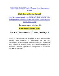 ASHFORD BUS 311 Week 3 Journal Your Experiences/ Tutorialrank