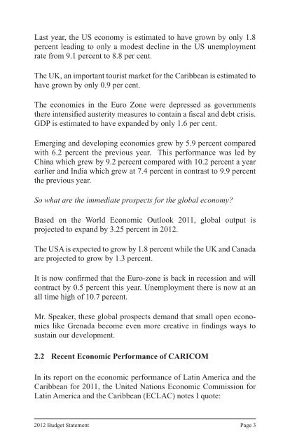budget statement 2012.indd - Grenada Customs & Excise Division