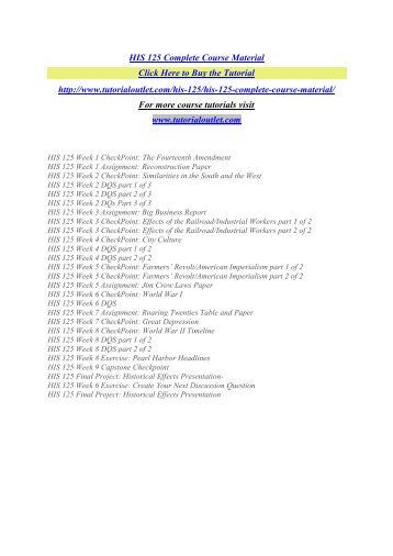 HIS 125 Complete Course Material  / Tutorialoutlet