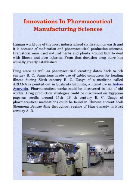 Innovations In Pharmaceutical Manufacturing Sciences Pdf Innovations In Pharmaceutical Manufacturing Sciences Pdf