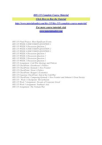 HIS 135 Complete Course Material / Tutorialoutlet