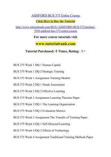 ASHFORD BUS 375 Entire Course/ Tutorialrank