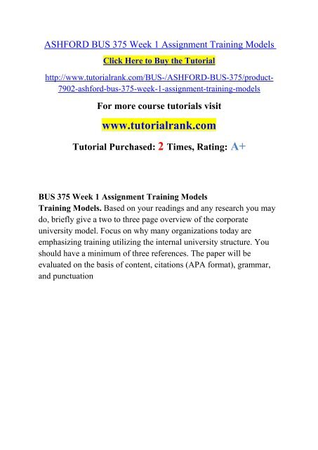 ASHFORD BUS 375 Week 1 Assignment Training Models.pdf