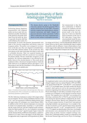 Humboldt-University of Berlin Arbeitsgruppe Plasmaphysik
