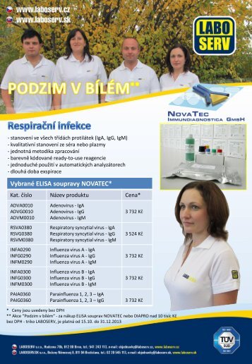 Vybrané ELISA soupravy NOVATEC*