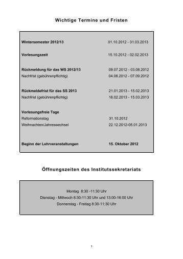 Öffnungszeiten des Institutssekretariats - Philosophische Fakultät ...