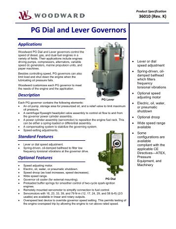 PG Dial and Lever Governors