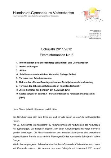 Schuljahr 2011/2012 - Humboldt-Gymnasium Vaterstetten