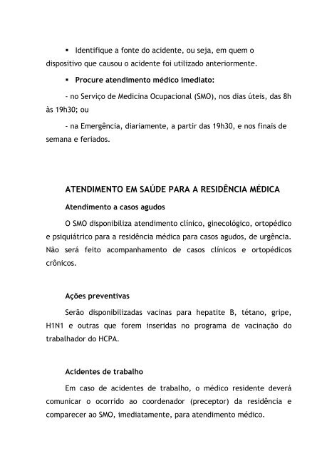 Informações e orientações para médicos residentes