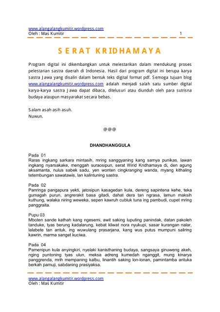 SERAT KRIDHAMAYA