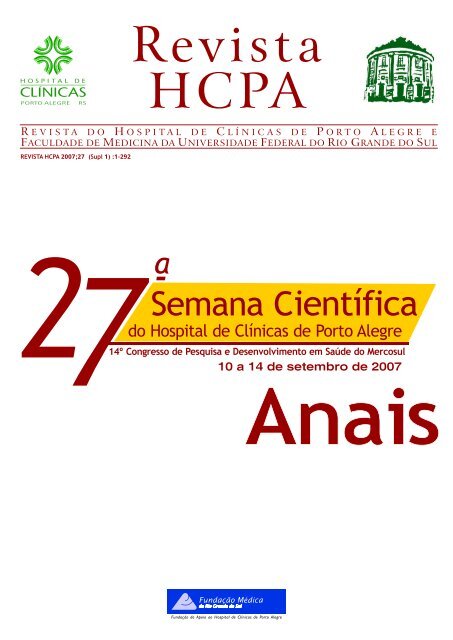 Anais da 27Âº Semana CientÃ­fica - Hospital de ClÃ­nicas de Porto Alegre