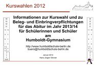 Folien aus der Beratung für die Kursphase - Humboldt-Gymnasium ...