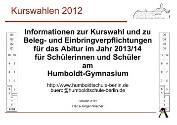 Folien aus der Beratung für die Kursphase - Humboldt-Gymnasium ...