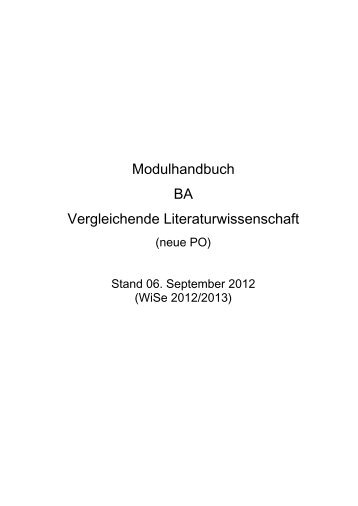 Modulhandbuch Bachelor Vergleichende Literaturwissenschaft WS ...