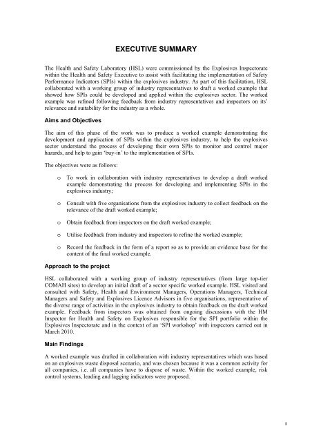 RR909 - Safety performance indicators in the explosives sector - HSE