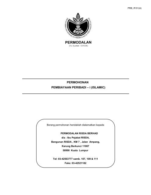 Permohonan Pembiayaan Peribadi I Islamic 1
