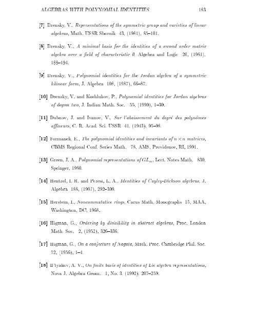 ALGEBRAS WITH POLYNOMIAL IDENTITIES Plamen Koshlukov ...