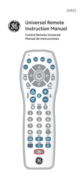 Universal Remote Instruction Manual - Jasco Products