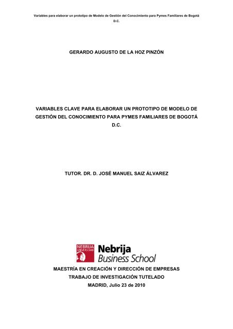 gerardo augusto de la hoz pinzón variables clave para elaborar un ...