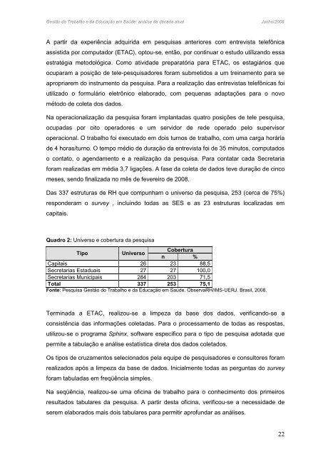 Gestão do Trabalho e da Educação em Saúde análise da década atual