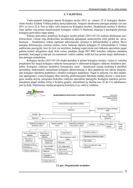 Marijampolės kolegijos 2011 m veiklos ataskaita