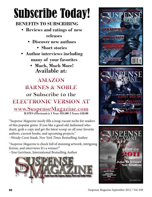 Suspense, Mystery, Horror and Thriller Fiction - Suspense Magazine