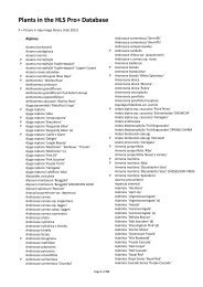 Plants in the HLS Pro+ Database - Greenfield Software