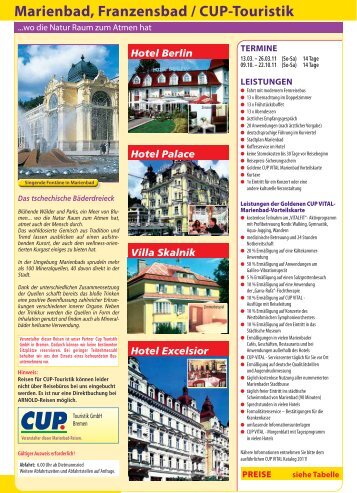 Marienbad, Franzensbad / CUP-Touristik - Arnold-Reisen
