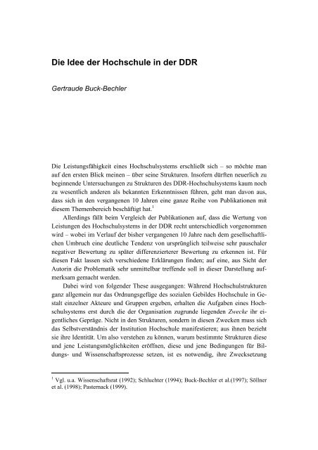 Inhalt DDR-bezogene Hochschulforschung ... - Peer Pasternack