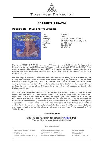 PRESSEMITTEILUNG - Target Music Distribution Versandhandels ...