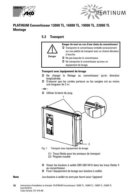 Instructions d'installation et d'emploi