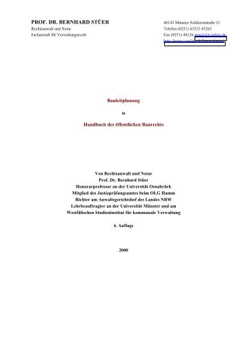 Handbuch des öffentlichen Baurechts - Bernhard Stüer Planungs ...