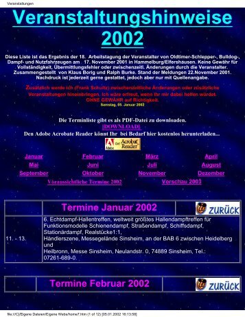 Veranstaltungshinweise 2002 - Holderfreunde.de