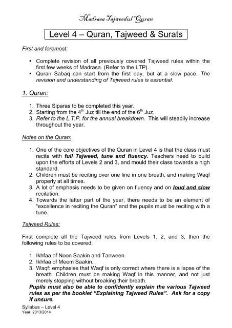 Level 4 – Quran Tajweed & Surats