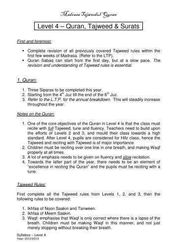 Level 4 – Quran Tajweed & Surats