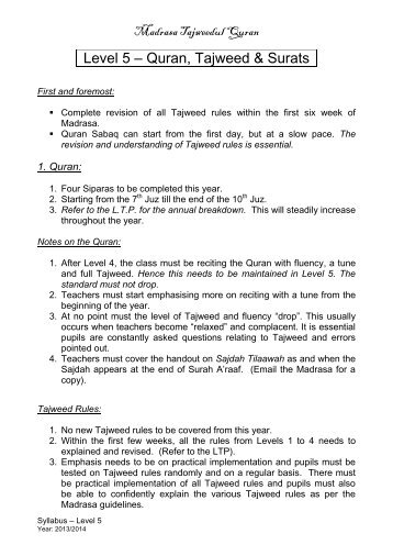 Level 5 – Quran Tajweed & Surats