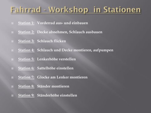 Die Fahrrad-Werkstatt der Grundschule Manderbach