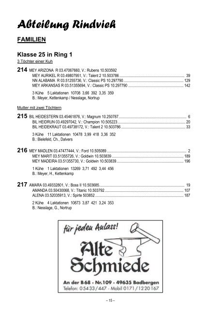 Tierschau Osnabrück - Osnabrücker Herdbuch eG