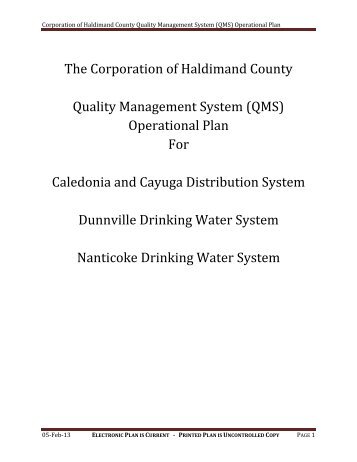 (QMS) Operational Plan - Haldimand County