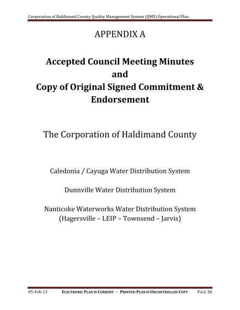 (QMS) Operational Plan - Haldimand County