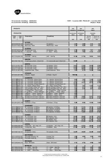 Price List GSK Nov2008 - afphb