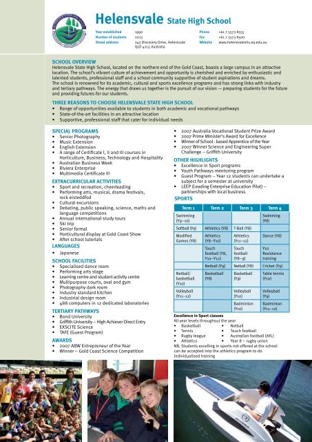 Queensland Government Schools SCHOOL PROFILES 2011/2012