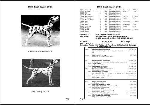 DVD Zuchtbuch 2011 - Dalmatiner Verein Deutschland