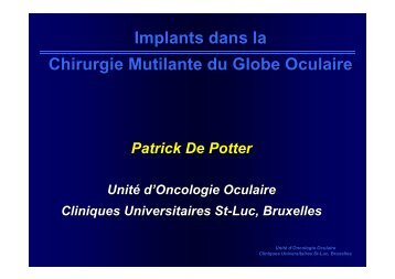 Implants dans la Chirurgie Mutilante du Globe Oculaire