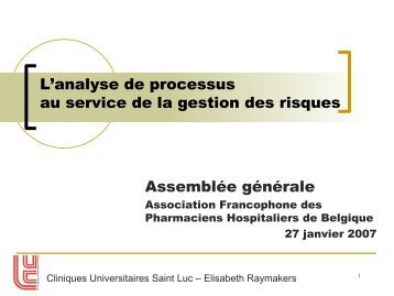 L'analyse de processus au service de la gestion des risques - afphb