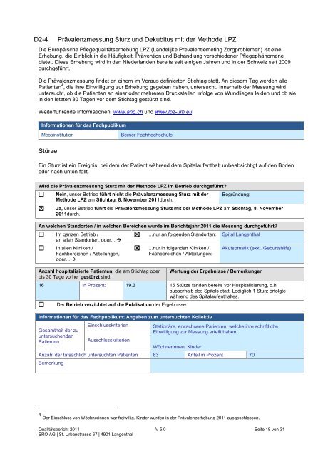 E Verbesserungsaktivitäten und -projekte - Spital Region Oberaargau