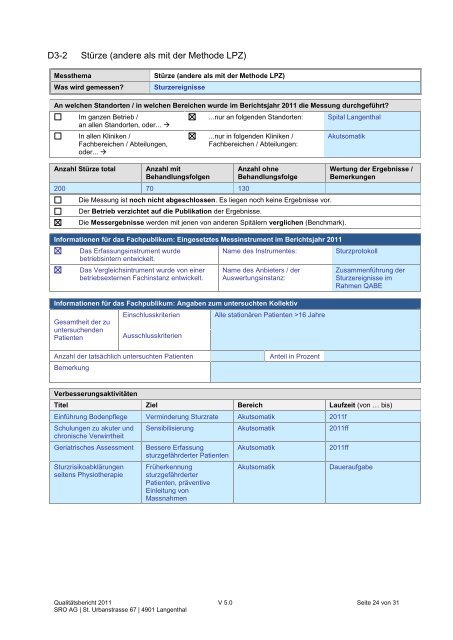 E Verbesserungsaktivitäten und -projekte - Spital Region Oberaargau