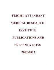 flight attendant medical research institute publications and ...