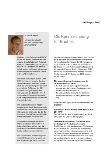 CE-Kennzeichnung für Bauholz