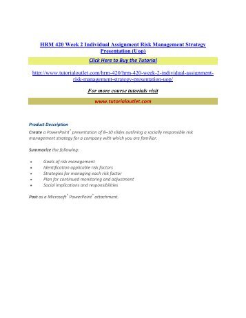 HRM 420 Week 2 Individual Assignment Risk Management Strategy Presentation (Uop) / Tutorialoutlet